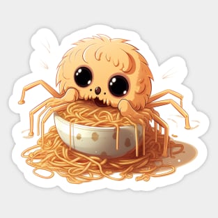 Cute Barking Spiders eating ramens Sticker